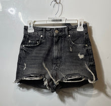 Load image into Gallery viewer, Zara Womens Black Denim Distressed Flat Front Pockets Cut-Off Shorts Size 0
