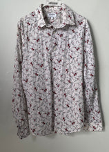 Load image into Gallery viewer, Express Mens White And Red Floral Long Sleeve Extra Slim Fit Dress Shirt Sz L/G
