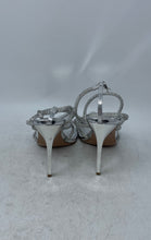 Load image into Gallery viewer, Steve Madden Womens Silver Glitter Buckle Stiletto Strappy Heels Size 8M
