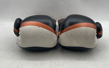 Load image into Gallery viewer, Sanabul Essential Gel Unisex Black Brown Gold-Tone 8Oz Hook &amp; Loop Boxing Gloves
