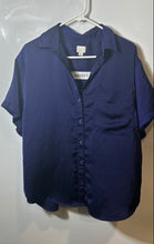 Load image into Gallery viewer, A New Day Womens Blue Short Sleeve Collared Button-Up Shirt Size Medium
