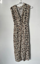 Load image into Gallery viewer, Zara Womens Black Brown Animal Print Sleeveless Back-Zip Sheath Dress Size Small
