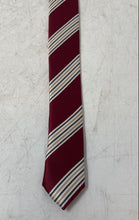 Load image into Gallery viewer, Alexander Julian Mens Burgundy Multi Striped Keeper Loop Adjustable Pointed Tie

