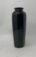 Load image into Gallery viewer, Black Ceramic Floral &amp; Bird Hexagonal Shaped Signed Decorative Vase Collectible
