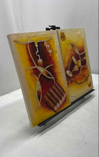 Load image into Gallery viewer, Set Of 2 Pcs Romess Signed Framed Abstract Yellow Brown Wall Decor Art Painting
