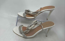 Load image into Gallery viewer, Inpaca Womens Silver Faux Leather Open Toe Stiletto Heels Slide Sandal Sz EUR 39
