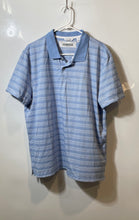 Load image into Gallery viewer, Calvin Klein Mens Blue White Striped Short Sleeve Regular Fit Polo Shirt Size XL
