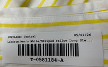 Load image into Gallery viewer, Lacoste Mens White Yellow Cotton Striped Long Sleeve Dress Shirt Size 42
