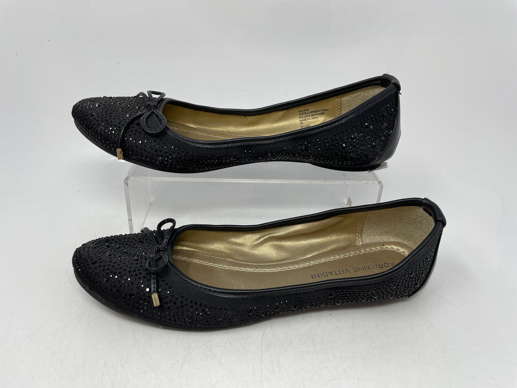 Adrienne Vittadini Womens Cathi Black Embellished Slip-On Ballet Flats Size 8.5M