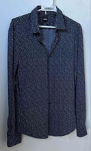 Load image into Gallery viewer, Hugo Boss Mens Navy Blue And White Printed Slim Fit Stretch Button-Up Shirt Sz M
