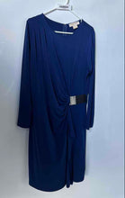 Load image into Gallery viewer, Michael Kors Womens Blue Long Sleeve Round Neck Wrap Dress Size OX
