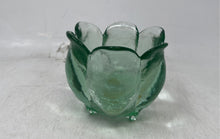Load image into Gallery viewer, Original Recycled Glass Green Collectible Flower Petal Design Candle Holder
