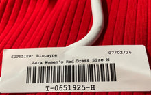 Load image into Gallery viewer, Zara Womens Red Ribbed Knitted Short Sleeve Boat Neck Sheath Dress Size Medium
