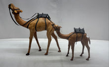 Load image into Gallery viewer, Vintage Brown Leather Wrapped Saddle Harness Mother Calf Camel Figurines 2 Pcs
