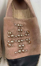 Load image into Gallery viewer, Authentic Tory Burch Womens Pink Black Pearl Logo Espadrille Flats Shoes Size 8M
