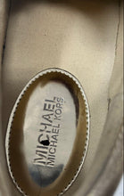 Load image into Gallery viewer, Michael Kors Womens Lola White And Gold Floral Leather Sneakers Shoes Size 9.5M

