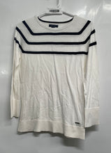 Load image into Gallery viewer, Nautica Womens White Black Striped Cotton Long Sleeve Pullover Sweater Size S
