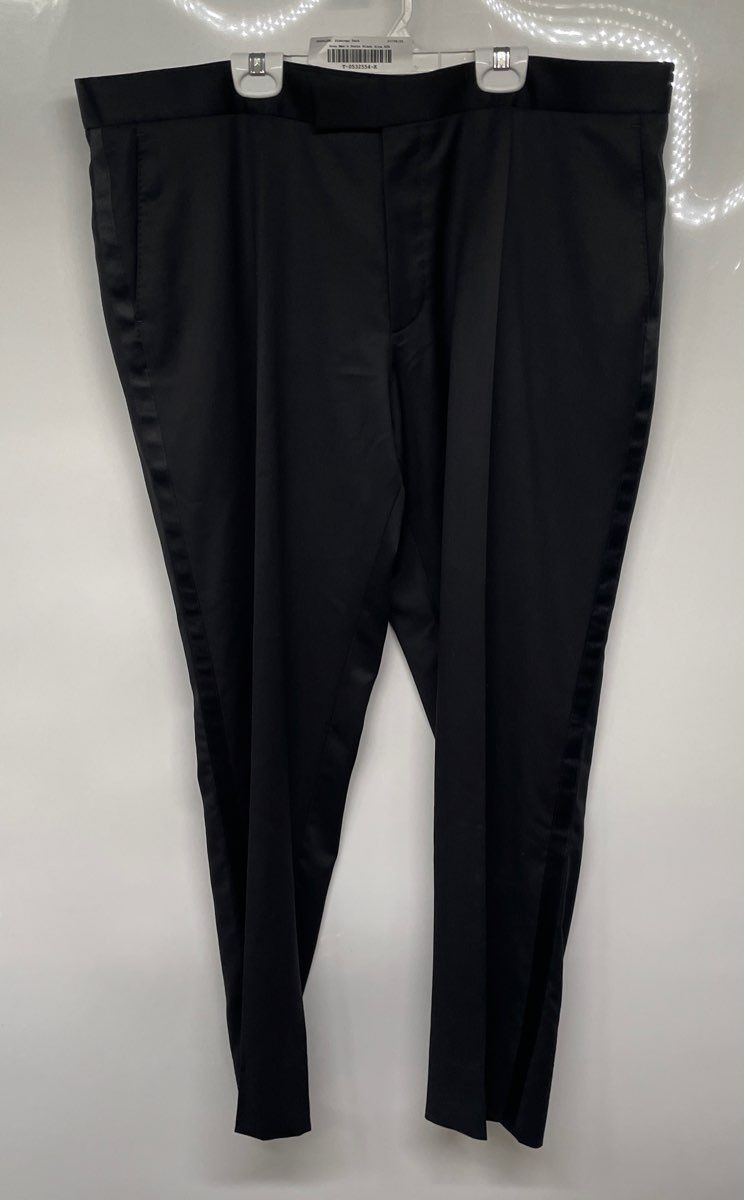 Boss Mens Black Flat Front Slash Pockets Straight Leg Dress Pants Size 42R
