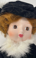 Load image into Gallery viewer, Vintage Heritage Black Dress Brown Hair Collectible Porcelain Doll
