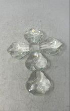 Load image into Gallery viewer, Oleg Cassini Style Clear Engraved Glass Crystal Religious Small Crucifix Cross
