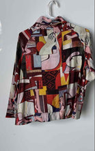 Load image into Gallery viewer, Shana Womens Multicolor Printed Long Sleeve Blouse Top Size Small
