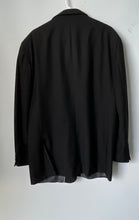 Load image into Gallery viewer, Tessori Mens Black Long Sleeve Notch Collar Four-Button Blazer Size 44L
