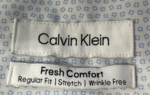 Load image into Gallery viewer, Calvin Klein Mens White &amp; Blue Long Sleeve Regular Fit Dress Shirt Size Medium

