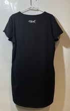 Load image into Gallery viewer, Karl Lagerfeld Womens Black Rhinestone Short Sleeve Pullover T-Shirt Dress Sz XL
