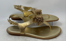 Load image into Gallery viewer, Michael Kors Womens Lolita Gold Metallic Leather Tassel Thong Sandals Size 11M
