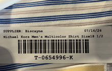 Load image into Gallery viewer, Michael Kors Mens Multicolor Striped Non-Iron Collared Dress Shirt Size 18 1/2

