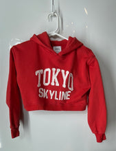 Load image into Gallery viewer, Zara Kids Girls Red White Tokyo Skyline Cropped Pullover Hoodie Size 13-14
