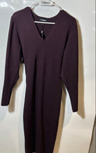 Load image into Gallery viewer, Express Womens Wine Long Sleeve Deep V-Neck Pullover Sweater Dress Size Small
