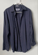 Load image into Gallery viewer, Calvin Klein Mens Blue Striped Print Modern Fit Long Sleeve Button-Up Shirt Sz M
