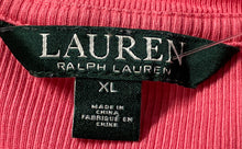 Load image into Gallery viewer, Lauren Ralph Lauren Womens Pink Cotton Short Sleeve Ribbed Lace-Up T-Shirt Sz XL
