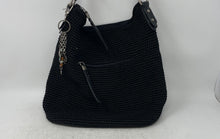 Load image into Gallery viewer, The Sak Womens Black Crochet Charm Inner Pocket Zipper Medium Shoulder Bag
