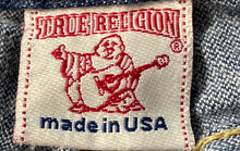 Load image into Gallery viewer, True Religion Womens Blue Denim Joey Distressed Flared Jeans Pants Size 27/33
