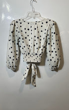 Load image into Gallery viewer, Willow Womens Black White Polka Dot 3/4 Sleeve Cropped Blouse Top Size XS
