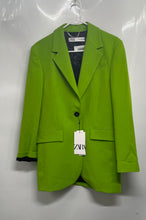 Load image into Gallery viewer, Zara Womens Green Long Sleeve Single-Breasted One Button Blazer Size XS With Tag
