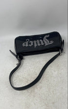 Load image into Gallery viewer, Juicy Couture Womens Black Faux Patent Leather Rhinestone Logo Shoulder Bag
