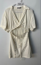 Load image into Gallery viewer, Zara Womens Off-White Short Sleeve Collared Cut-Out Mini Dress Size Medium
