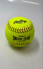 Load image into Gallery viewer, Rawlings Official Dream Seam Fast Pitch Yellow Red Stitching Pro Softball
