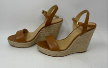 Load image into Gallery viewer, Michael Kors Womens Jill Camel Beige Leather Wedge Heel Platform Sandals Sz 8 M
