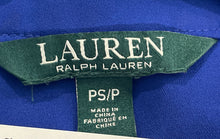 Load image into Gallery viewer, Lauren Ralph Lauren Womens Blue V-Neck Micro Pleated Pullover Blouse Top Sz PS/P
