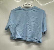 Load image into Gallery viewer, Divided By H&amp;M Womens Blue Graphic Print Athletic Dept. Cropped T-Shirt Size L
