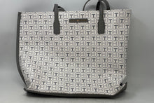 Load image into Gallery viewer, Tommy Hilfiger Womens White Gray Signature Print Double Handle Zip Top Tote Bag
