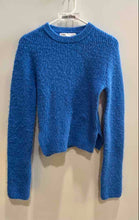 Load image into Gallery viewer, Zara Womens Blue Long Sleeve Crew Neck Stretch Side Splits Pullover Sweater Sz M
