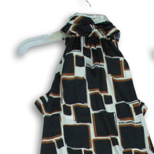 Load image into Gallery viewer, Karl Lagerfeld Womens Multicolor Geometric Sleeveless Tie-Neck Blouse Top Sz XS
