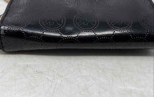 Load image into Gallery viewer, Michael Kors Womens Black Monogram Leather Detachable Wrist Strap Trifold Wallet
