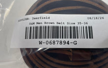 Load image into Gallery viewer, H&amp;M Mens Brown Leather Square Buckle Adjustable Dress Belt Size 35-36
