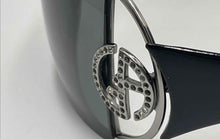 Load image into Gallery viewer, Authentic Giorgio Armani Women's Gunmetal Black Crystal Logo Shield Sunglasses
